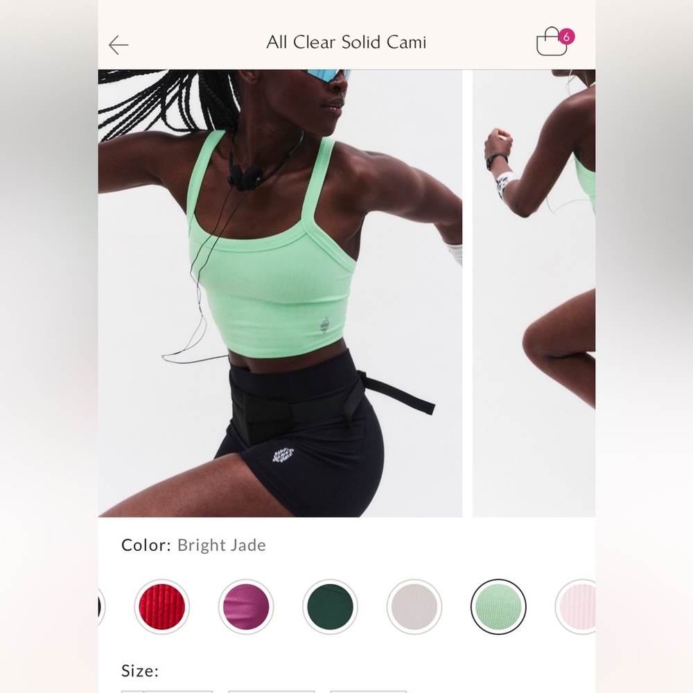 All Clear Solid Cami in Bright Jade, sour cherry and light purple